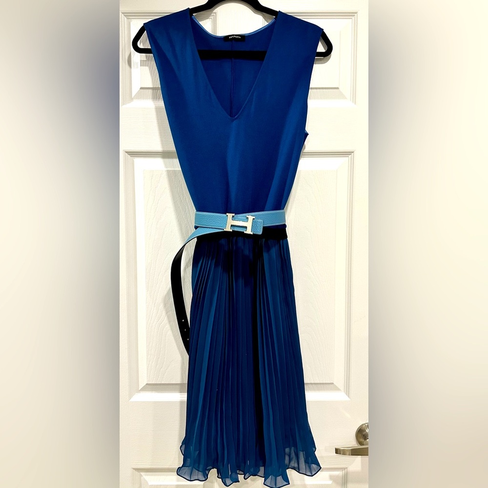 Max&Co. Royal Blue Sleeveless Dress with Pleated Skirt – Size L (US 12/175/96A)